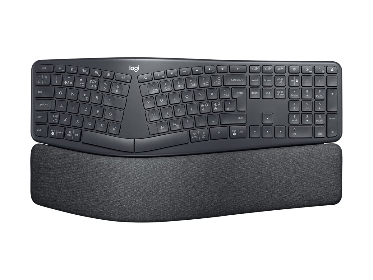 Logitech Ergo Series ERGO K860 for Business - Tastatur - full size - trådløs - 2.4 GHz, Bluetooth 5.0 LE - QWERTY - US International - grafit