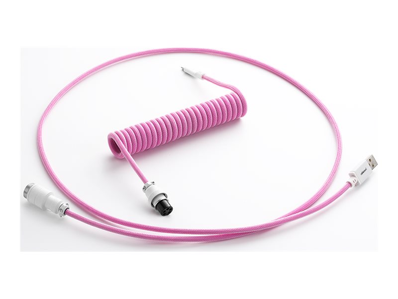 CableMod Pro Coiled Keyboard Cable USB A to USB Type C, Strawberry Cream - 150cm USB Kabler - GEEKD.dk