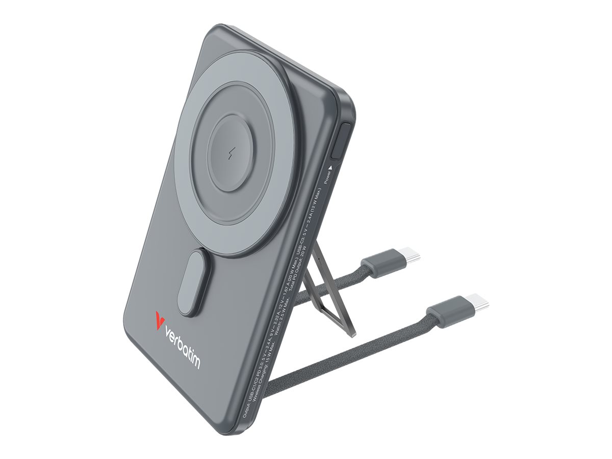 Verbatim Charge 'n' Go Trådløs power bank 5000mAh 20Watt 1xUSB-C Grå