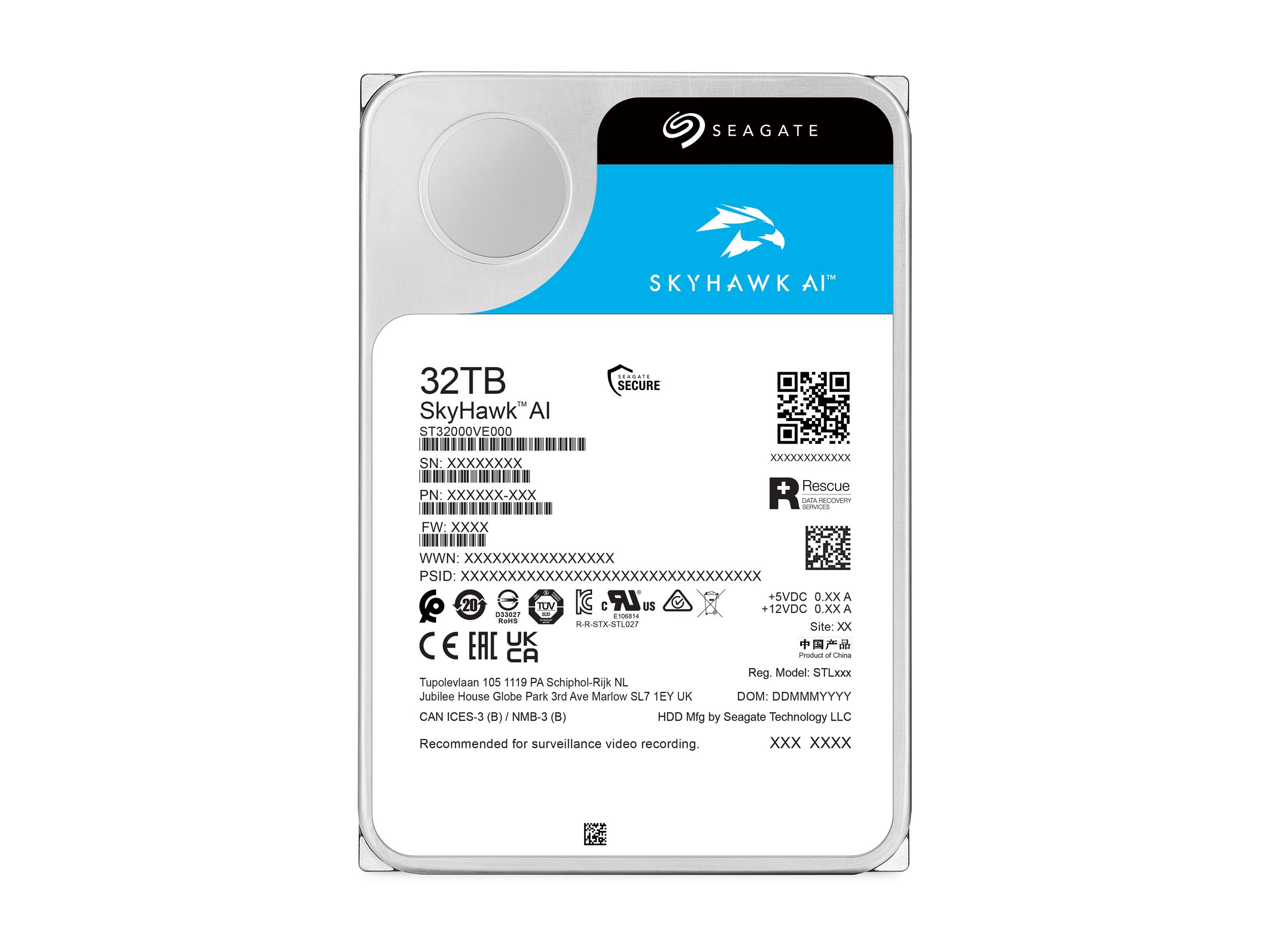 Seagate SkyHawk AI - 32TB - Harddisk - ST32000VE000 - SATA-600 - 3.5"