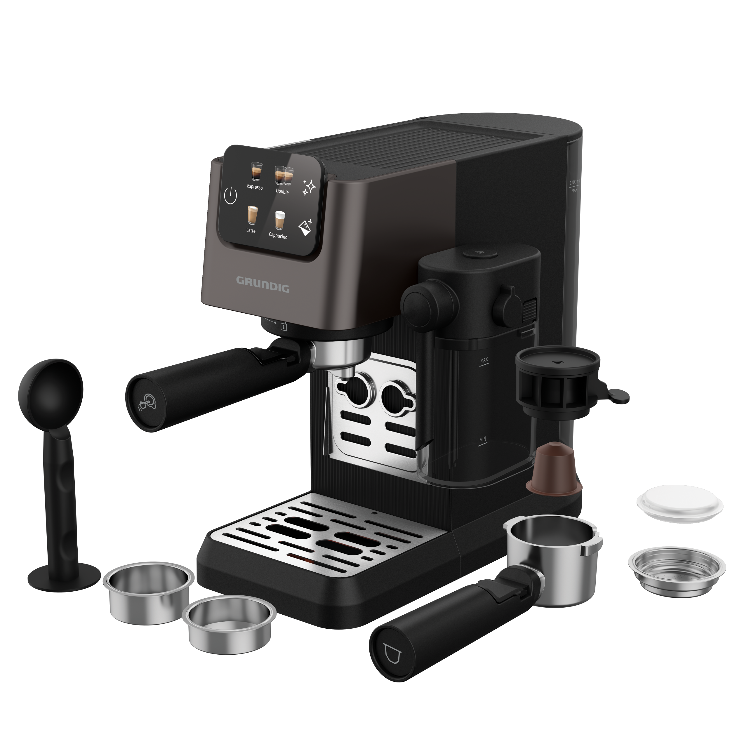 Grundig KSM 6430Delisia Coffee Yarı Otomatik Kapsüllü Süt Hazneli Espresso Makinesi Semiautomatisk kaffemaskine 1,1l Anthracit