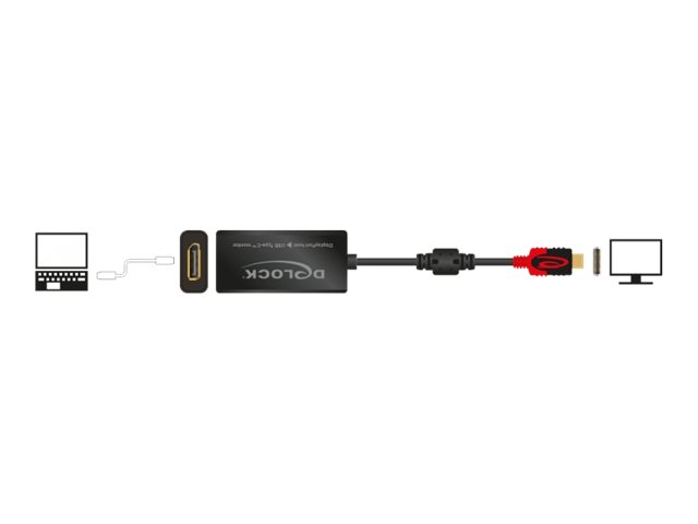 Delock 63928 Videokabel Adapter 0,2 M Usb Type-c Displayport 20 Pin Sort, Rød 0.2m. Usb-c Displayport Rød, Sort