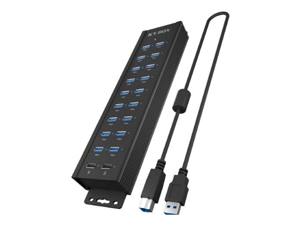 ICY BOX IB-HUB1720-U3 USB hub - USB 3.2 - 20 ports - Sort