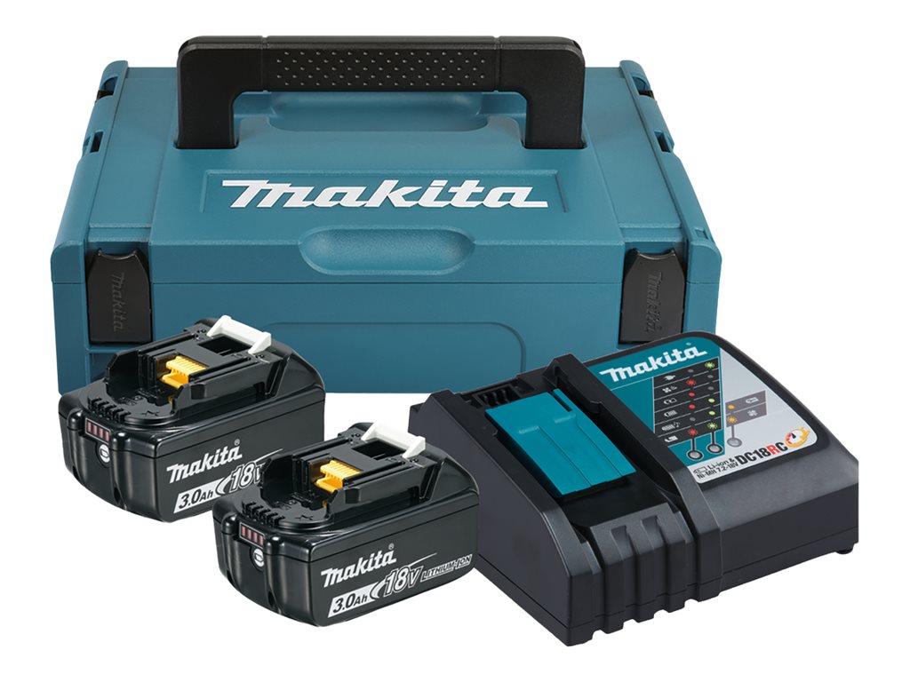 Makita DC18RC - Batterioplader + batteri 2 x - Li-Ion - 3 Ah - 54 Wh - 1 x batterier lader op