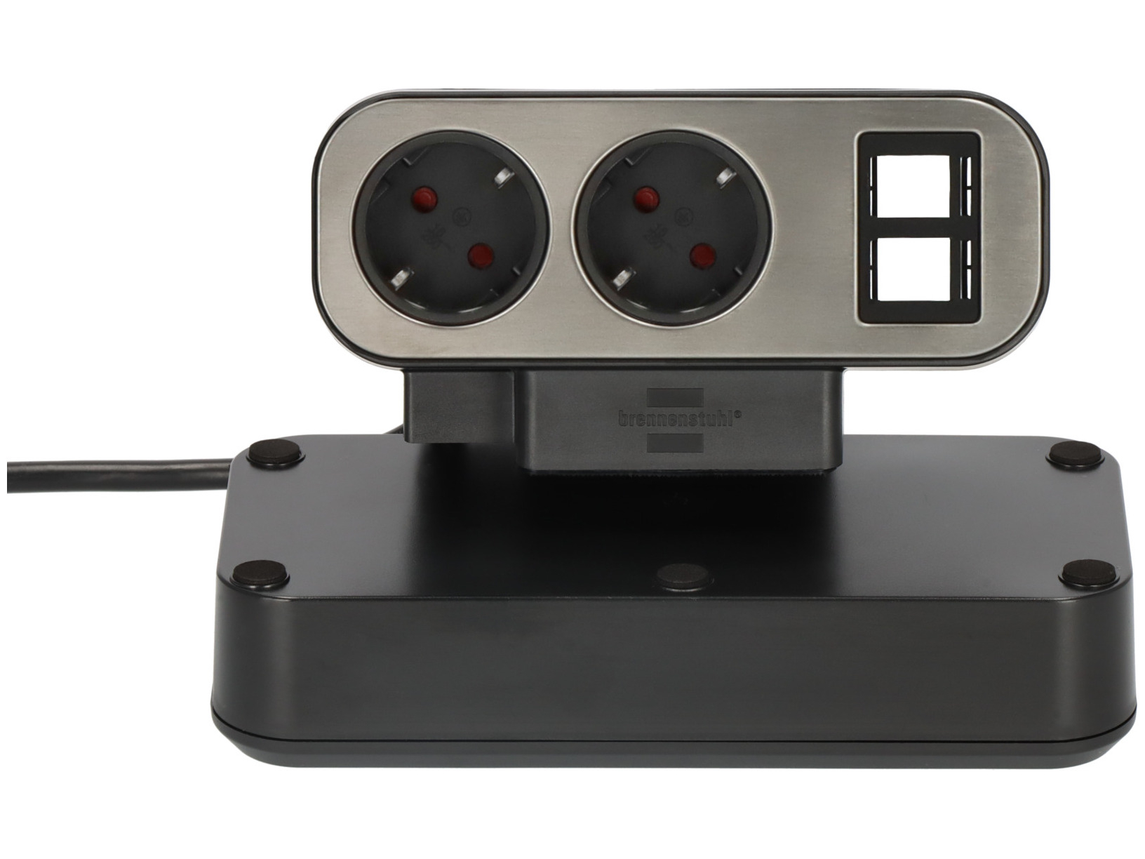 brennenstuhl®estilo Duplex strømskinne, 1x USB C, 1x USB A, 10x sikkerhedsstik, sølv/sort