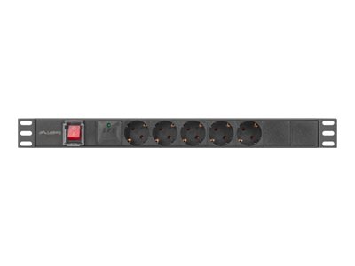 Lanberg - Strømfordelingsenhed (rackversion) - 2500 Watt - input: IEC 60320 C14 - output-stikforbindelser: 5 (Type F) - 1U - 19 - 2 m ledning - sort