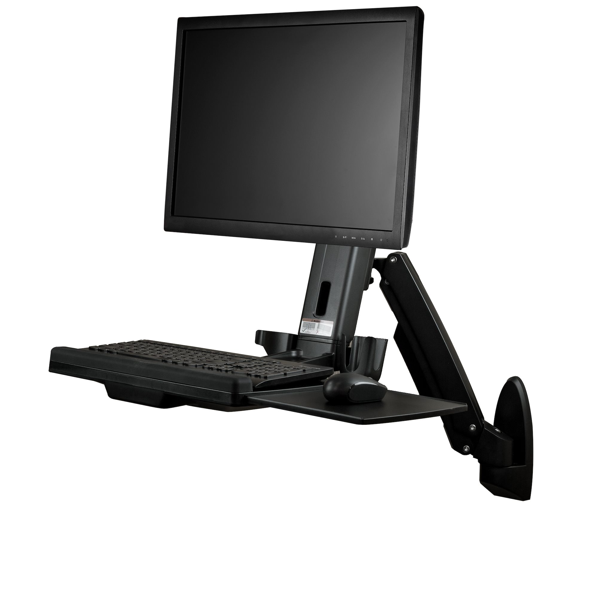 StarTech.com Wall Mount Workstation, Articulating Full Motion Standing Desk with Ergonomic Height Adjustable Monitor & Keyboard Tray Arm, Mouse &