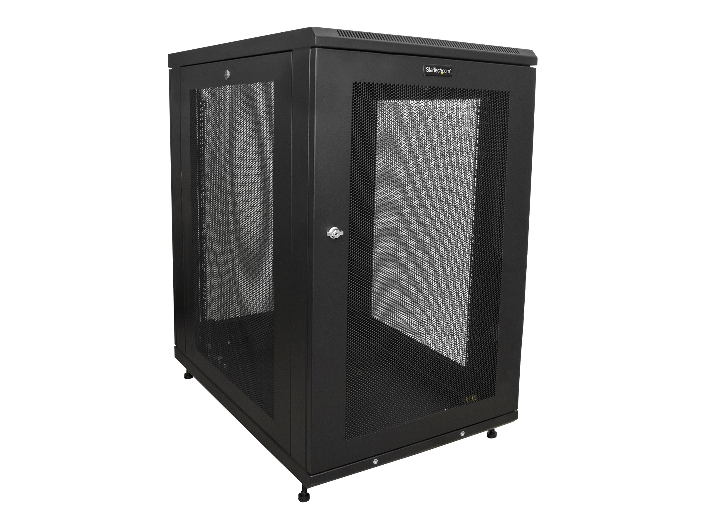 StarTech.com 18U 19" Server Rack Cabinet - 4 Post Adjustable Depth 2-30" Mobile Locking Vented IT/Data Network Enclosure w/Casters & Shelf Rack