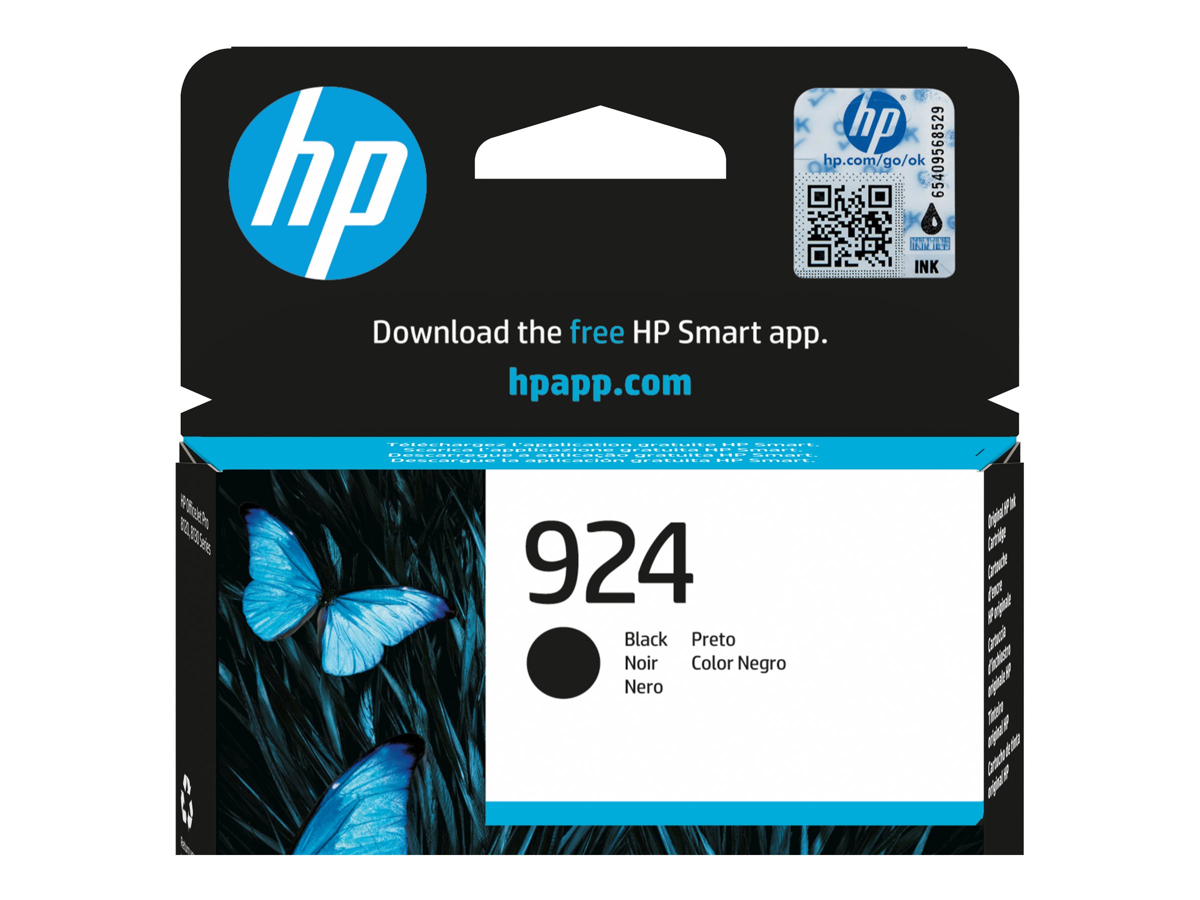 HP 924 Black Original Sort 500 sider Blæk