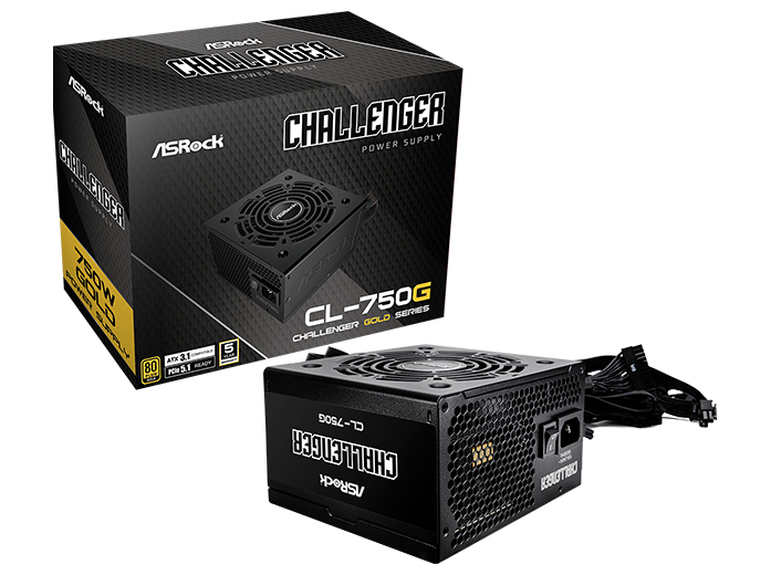ASRock CL-750G Strømforsyning - 750 Watt - 130 mm - ATX 3.1 - 80 Plus Gold certified