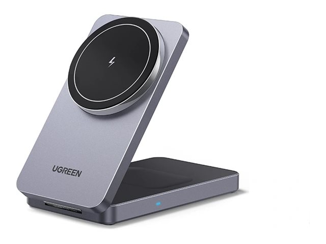 Ugreen W528 - Trådløs opladningsstander - 2-i-1, magnetisk - 7.5 Watt - 2 output-stikforbindelser (trådløs opladning)