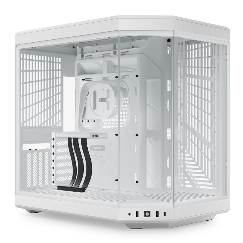 HYTE Y70 - Mid tower - udvidet ATX - sidepanel med vindue (glas) - ingen strømforsyning (ATX) - snehvid - USB/Lyd