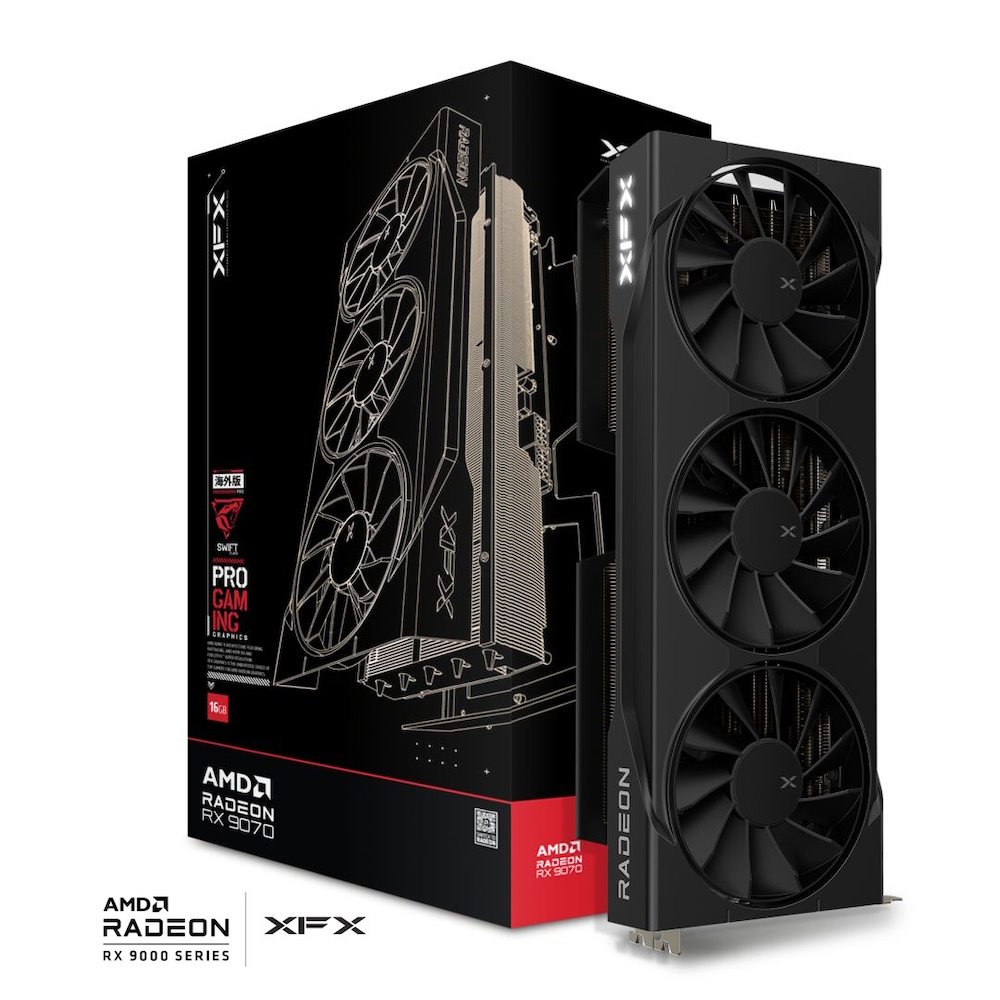 XFX Radeon RX 9070 Swift Triple Fan Black - 16GB GDDR6 RAM - Grafikkort