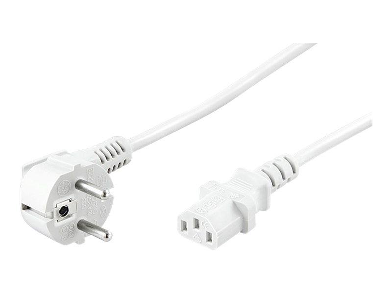 Goobay Vinklad anslutningskabel med C13-uttag, 2 m, vit stickkontakt med skyddsjord (typ F, CEE 7/7) > uttag C13