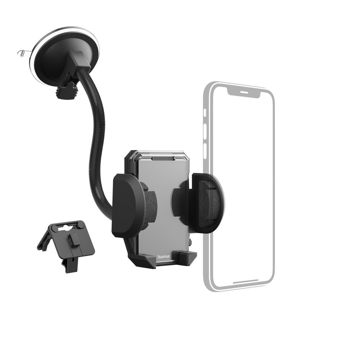 Hama Mobilholdersæt 2‑i‑1 - Forrude/Ventilation - 360 grader