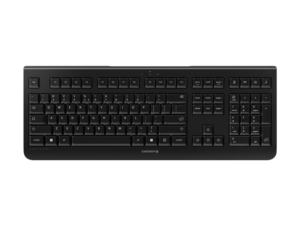 CHERRY KW 3000 - Tastatur - trådløs - 2.4 GHz - QWERTY - USA med Euro-symbol - sort