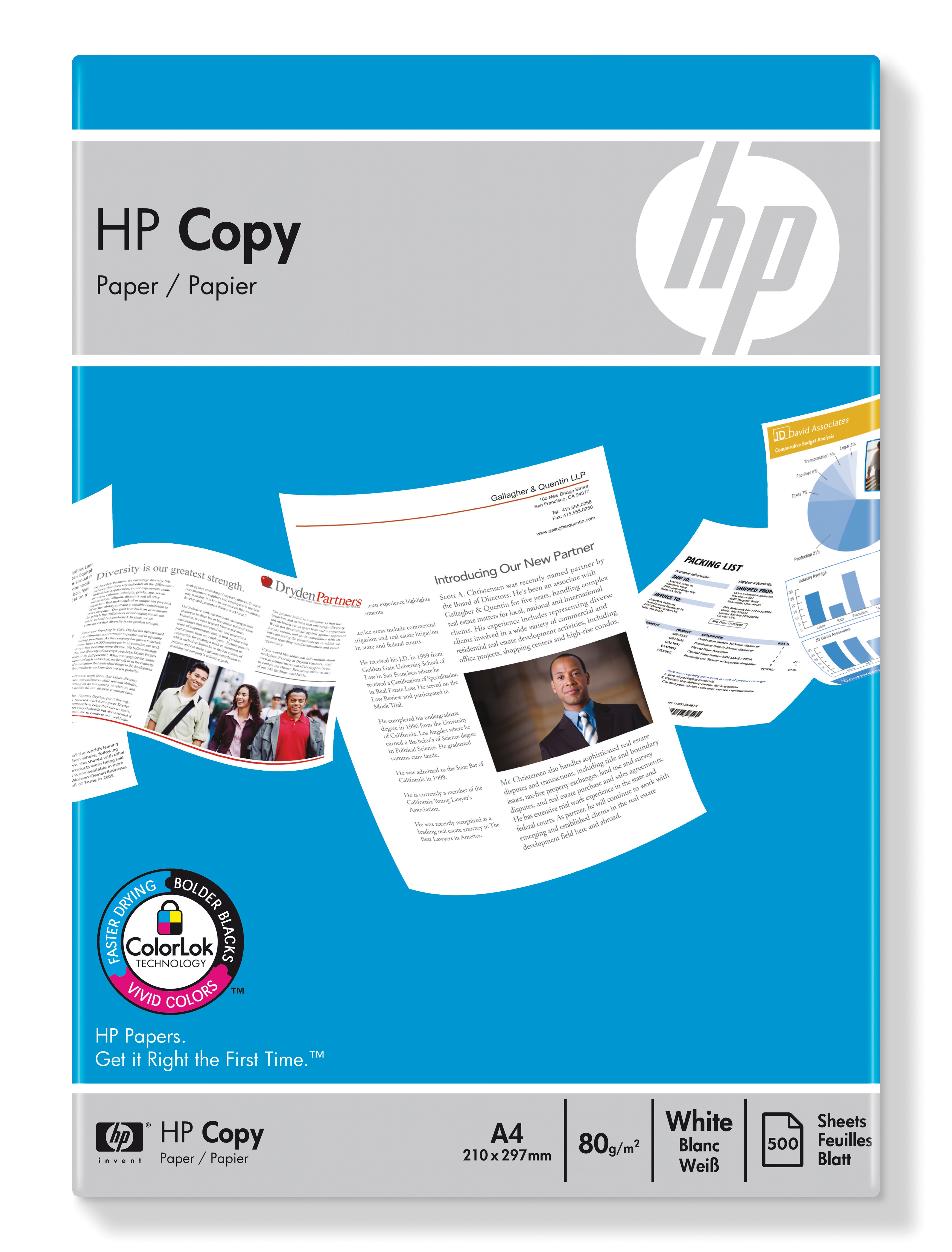 HP Copy Paper - A4 (210 x 297 mm) - 80 g/m² - 500 stk. papir - for Deskjet Ultra Ink Advantage 2029  Officejet 20X, 6000, 6000 E609, 7000 E809