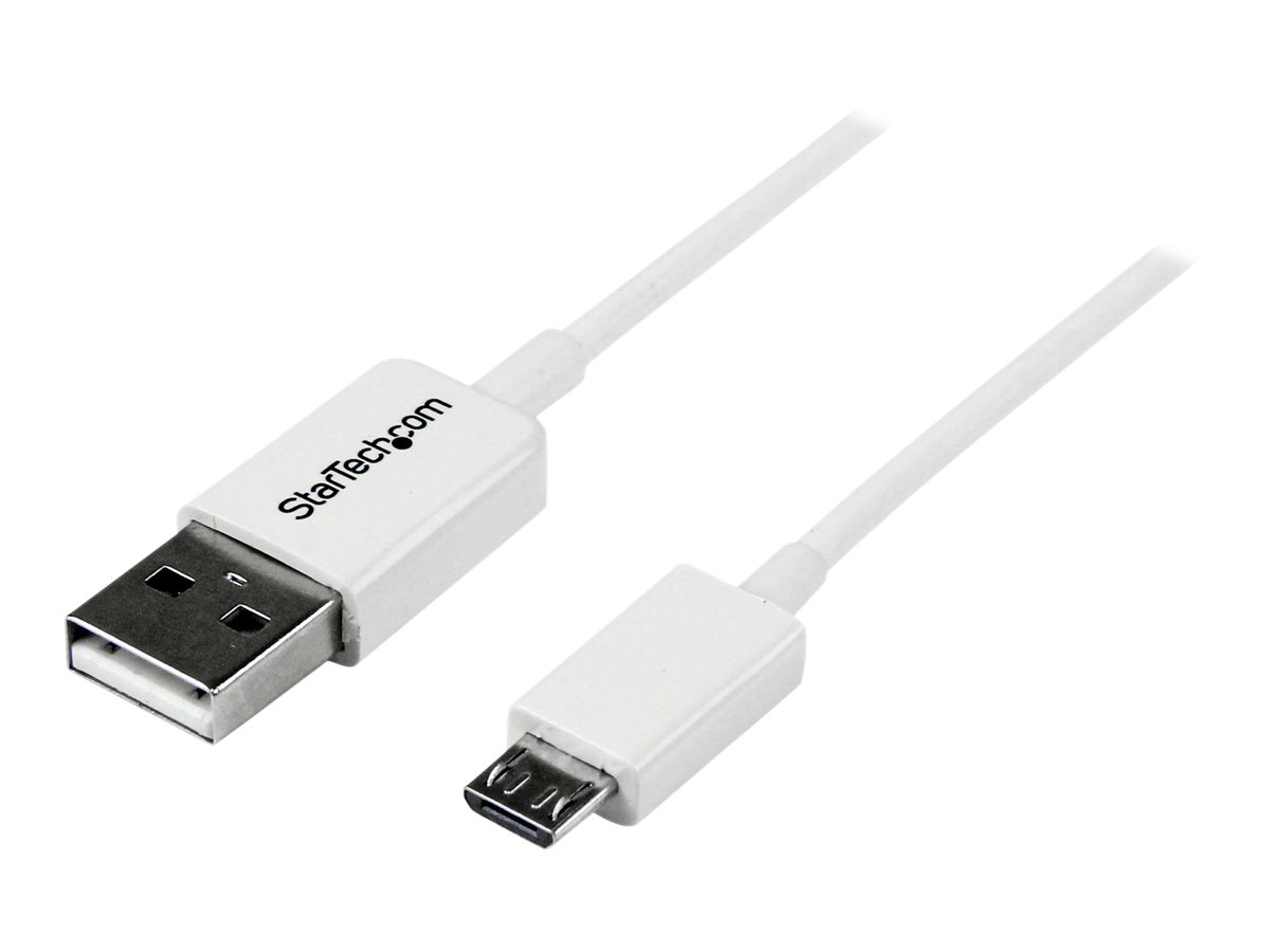 StarTech.com 0.5m White Micro USB Cable Cord - A to Micro B - Micro USB Charging Data Cable - USB 2.0 - 1x USB A Male, 1x USB Micro B Male