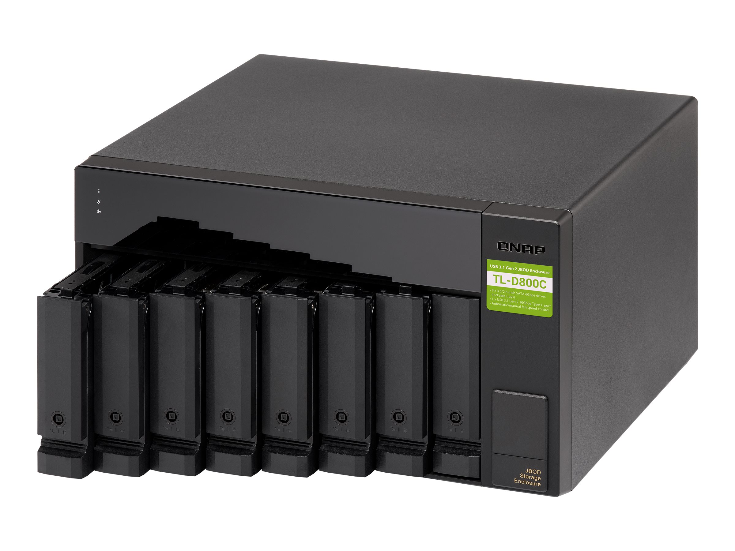 Qnap Tl-d800c Drevkabinet Hdd/ssd Kabinet Sort, Grå 2.5/3.5 tommer