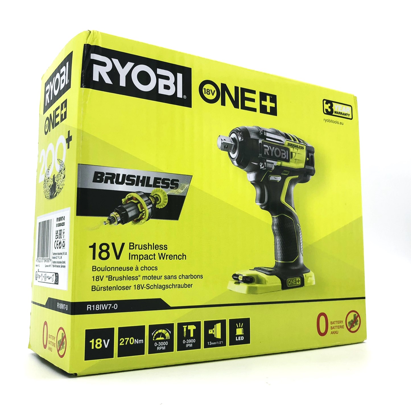 Ryobi One+ R18IW7-0 Slagnøgle Uden batteri Intet batteri 1/2" kvadratisk drev