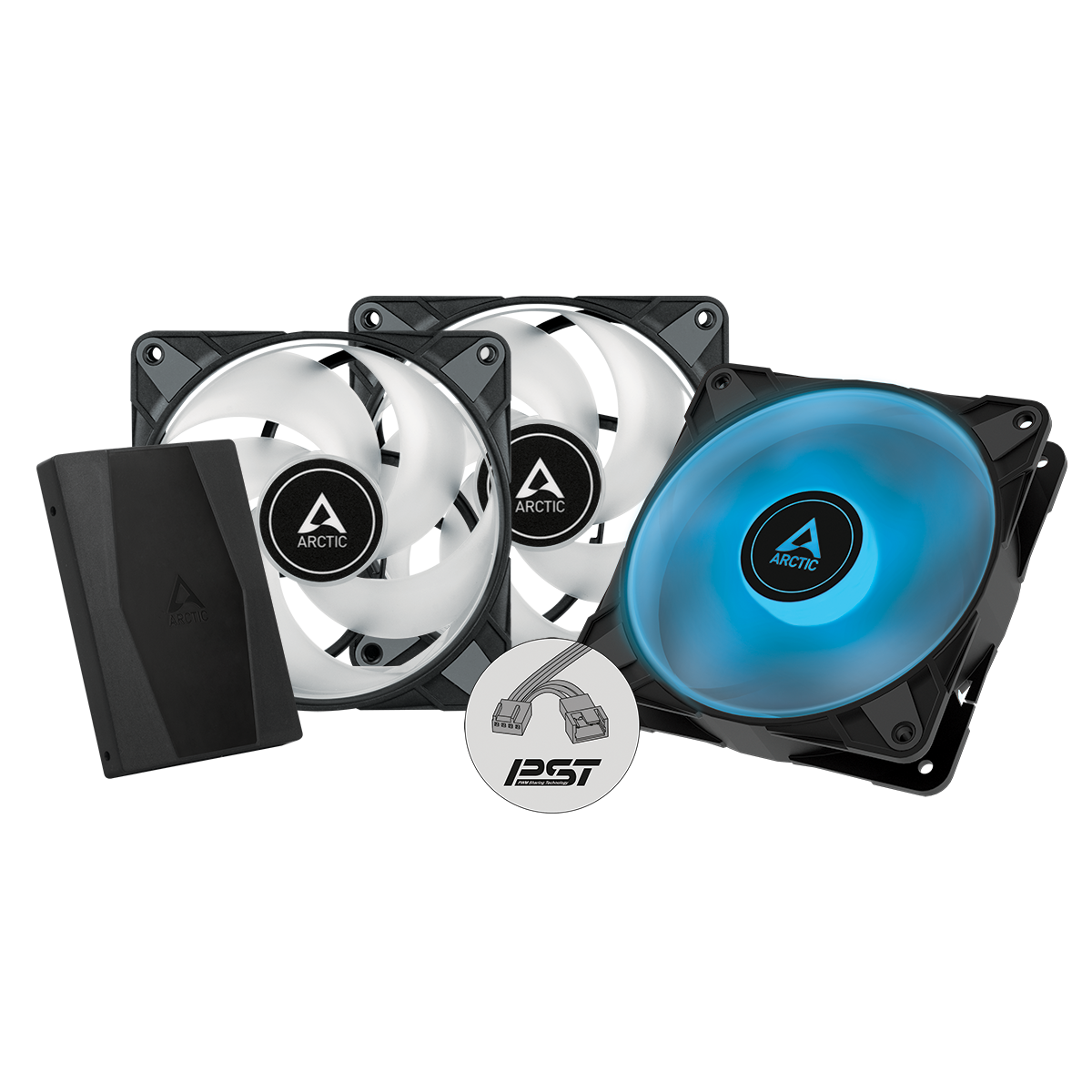 Arctic Case Acc P12 Fan 12cm PWM PST RGB Black 3-Pack - Kabinet køler - 120mm - 0 dBA