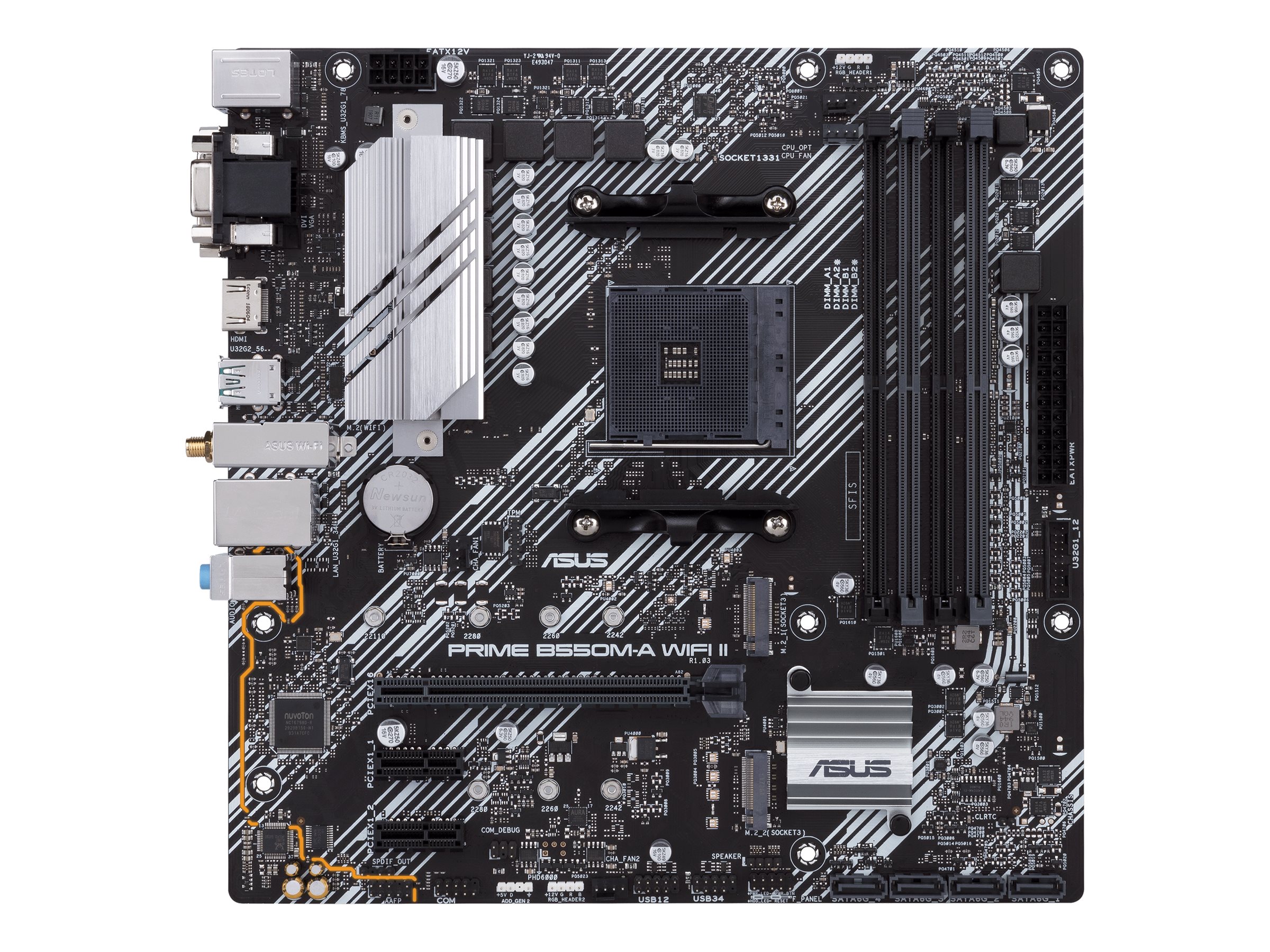 ASUS PRIME B550M-A WIFI II - Bundkort - micro ATX - Socket AM4 - AMD B550 Chipset - USB 3.2 Gen 1, USB 3.2 Gen 2 - Gigabit LAN, Wi-Fi 6, Bluetooth - onboard grafik (CPU påkrævet) - HD Audio (8-kanaler)