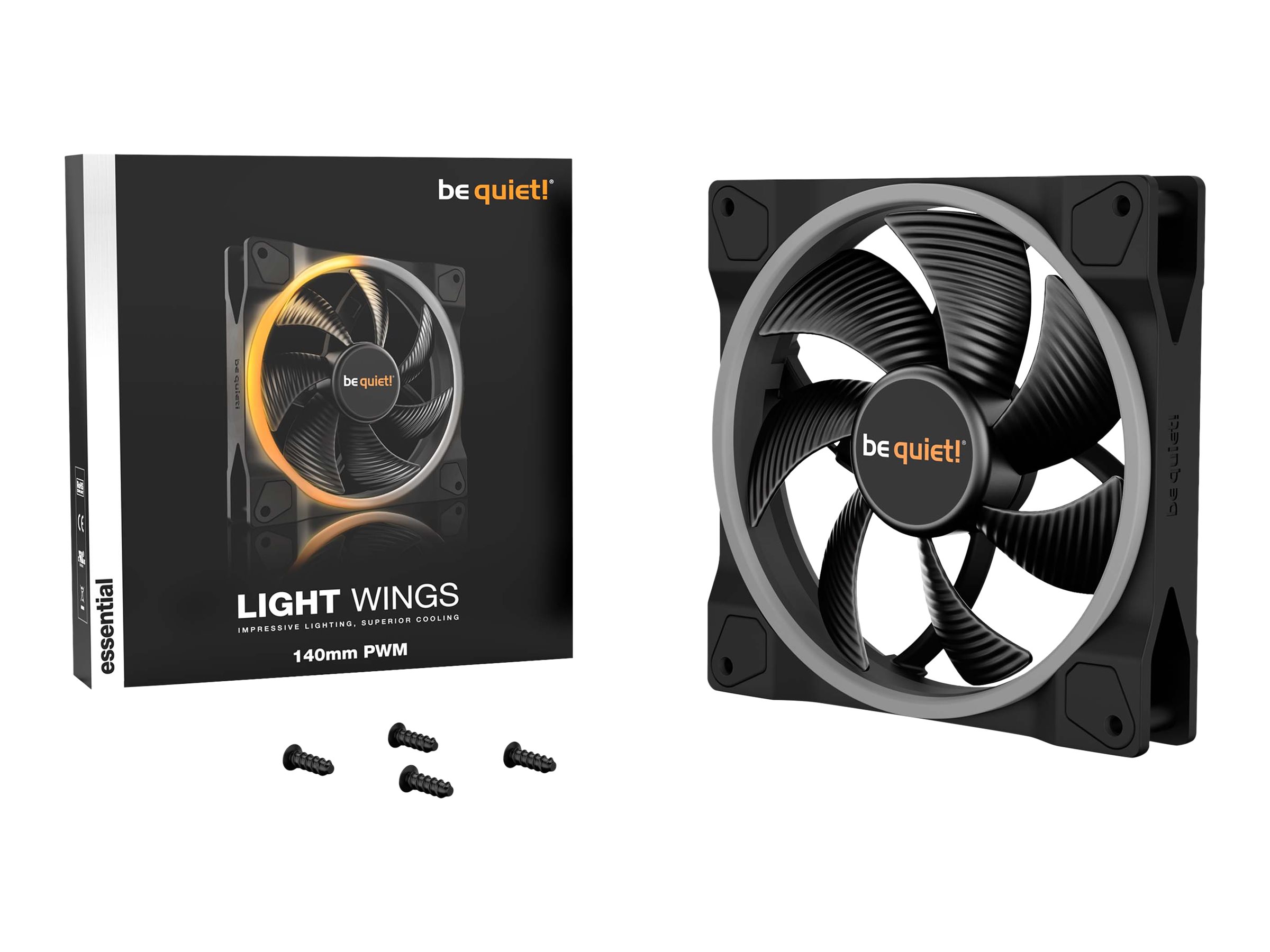 be quiet! LIGHT WINGS 140mm PWM - Kabinet køler - 140mm - Sort med RGB LED lys - 23 dBA