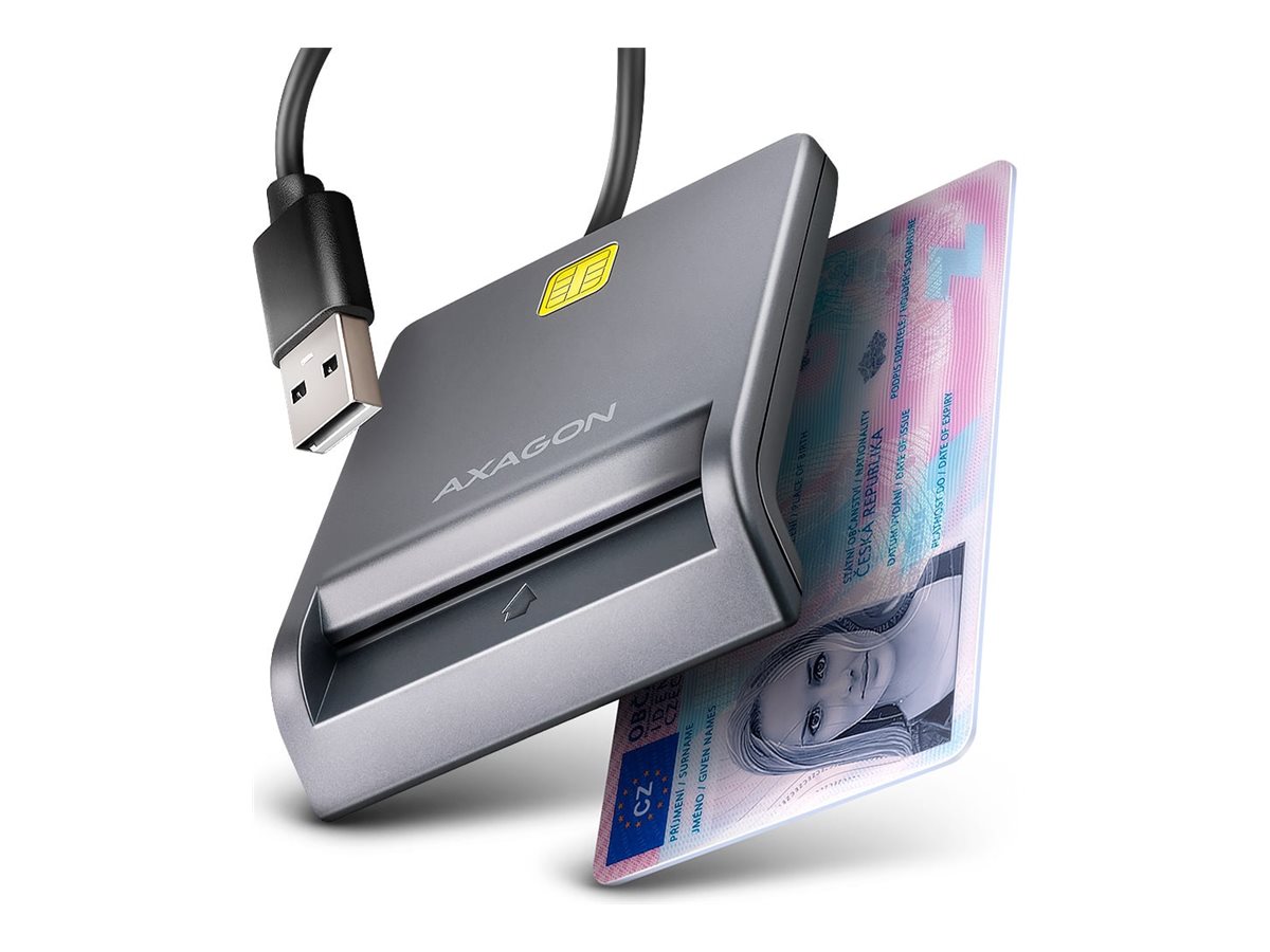 AXAGON USB-A Smart Card / ID Card FlatReader