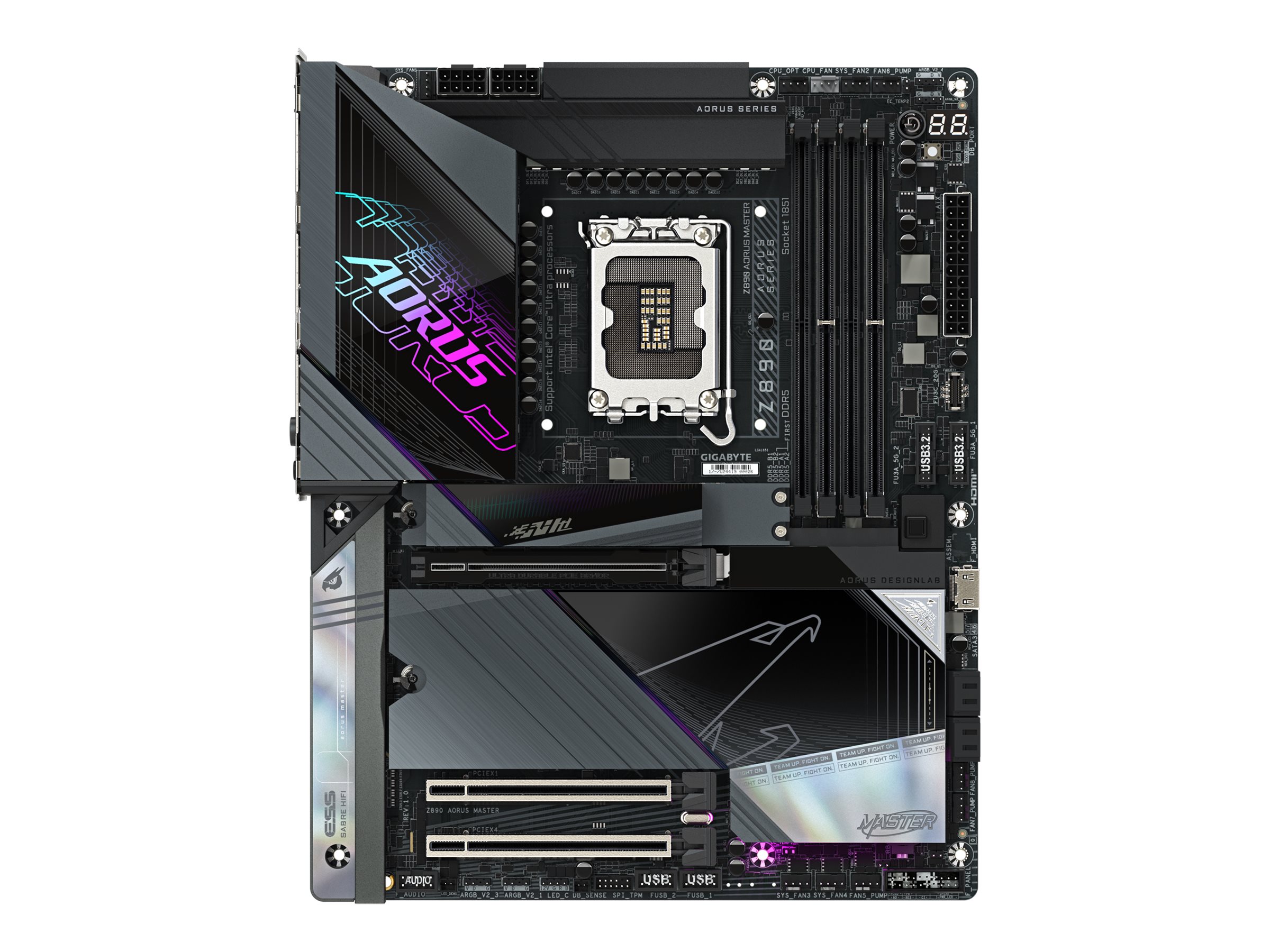 AORUS Z890 MASTER - Bundkort - ATX - LGA1851 sokkel - Z890 Chipset - USB-C 3.2 Gen 2x2, USB 3.2 Gen 1, USB 3.2 Gen 2, USB4 - 10 Gigabit LAN, Bluetooth, Wi-Fi 7 - onboard grafik (CPU påkrævet) - HD Audio (8-kanaler)