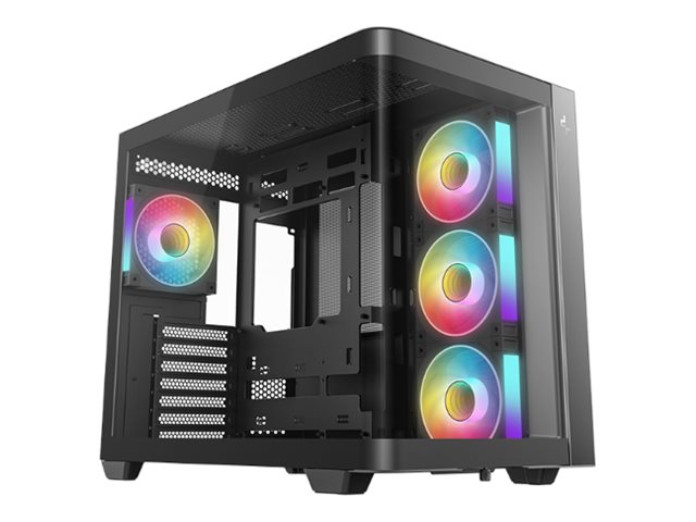 DeepCool CG530U 4F - Mid tower - ATX - sidepanel med vindue (hærdet glas) - ingen strømforsyning (ATX / PS/2) - sort - USB/Lyd