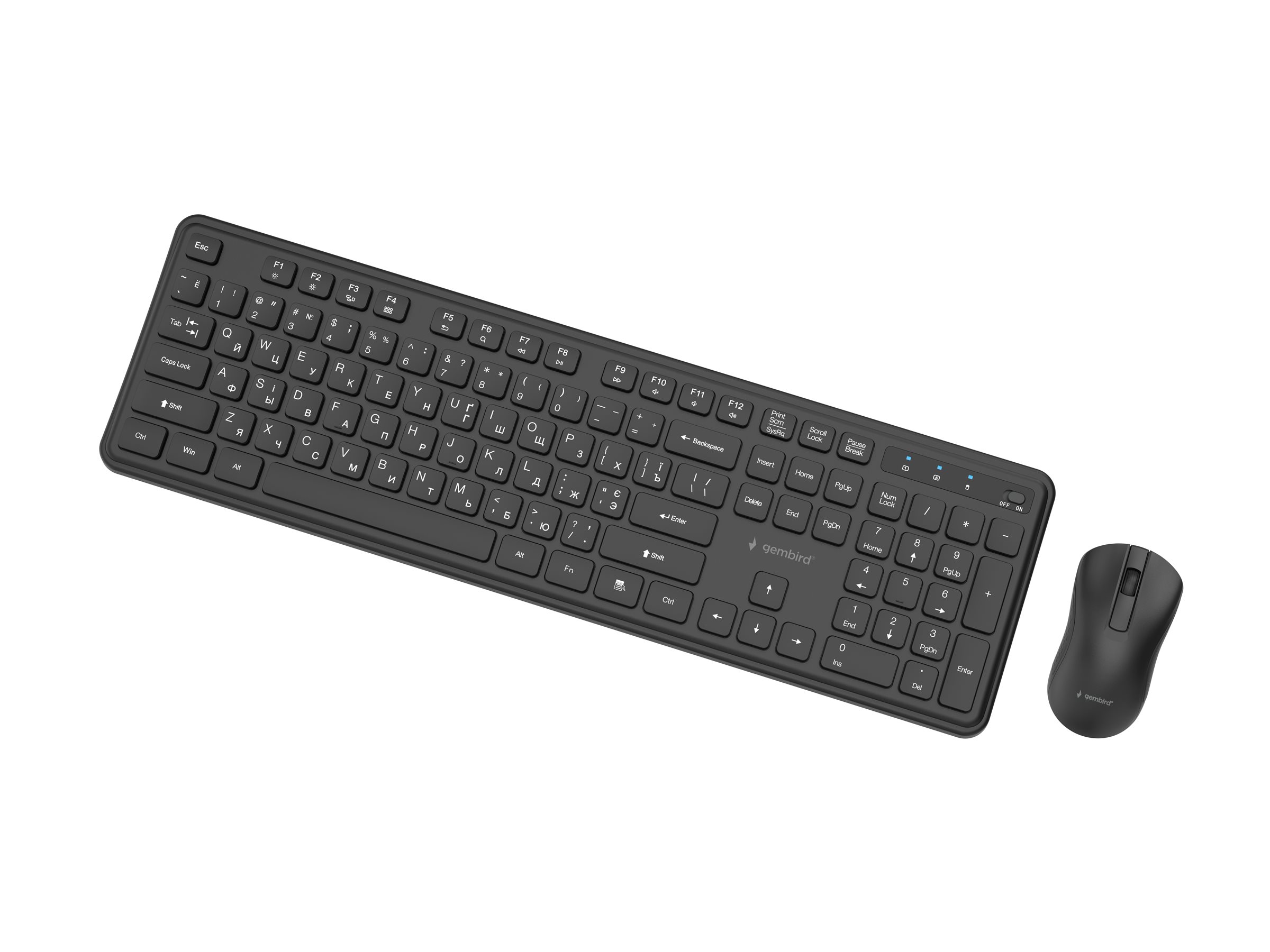 Gembird KBS-WPS-01 Slim Pro Business - trådløst tastatur og mus, sort (russisk layout)