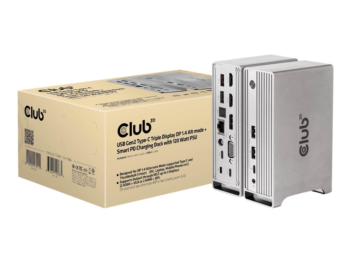 CLUB3D CSV-1568 dockingstation Docking USB 3.2 Gen 2 (3.1 Gen 2) Type-C Metallic