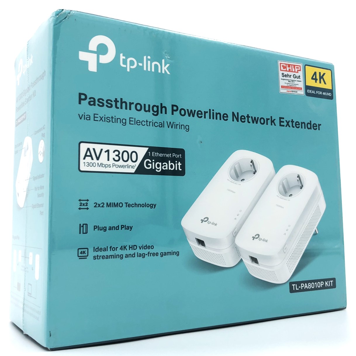 TP-Link TL-PA8010P KIT - Starter Kit - powerline-adapter 1GbE, HomePlug AV (HPAV), HomePlug AV (HPAV) 2.0 - kan sluttes til vægstik