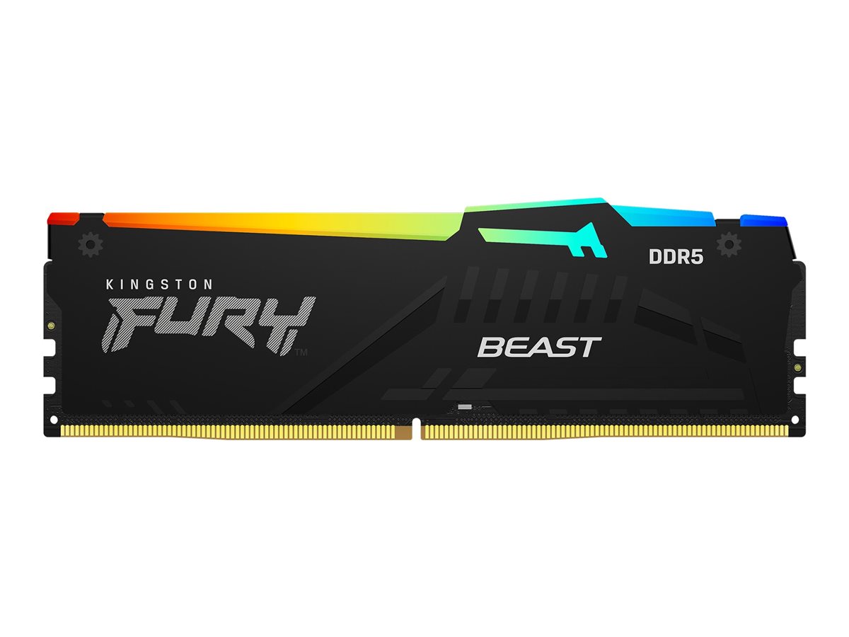 Kingston FURY Beast RGB DDR5-5600 - 64GB - CL40 - Single Channel (1 pcs) - AMD EXPO - Sort med RGB