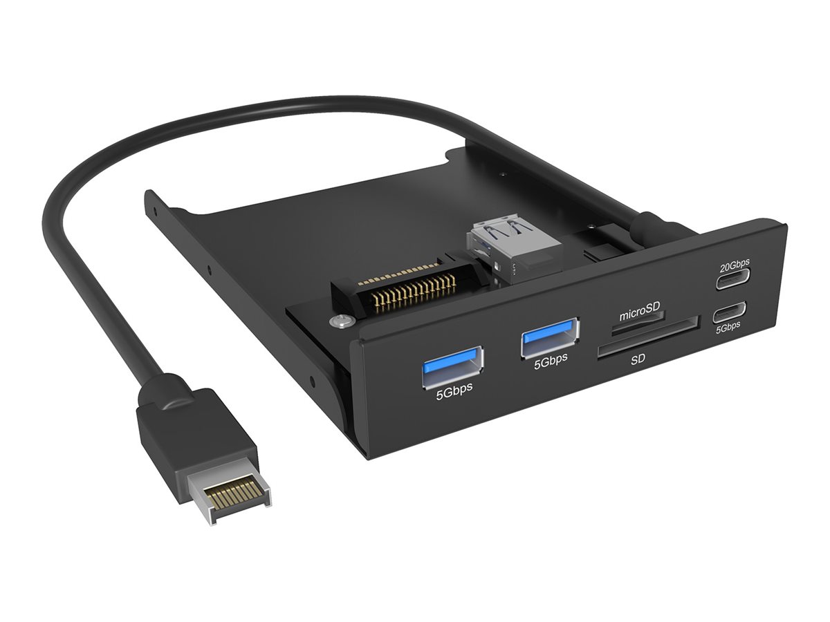 ICY BOX IB-HUB1419-i3 - Hub - frontpanel til 3,5 bay, USB Type-E forbindelse - 2 x SuperSpeed USB 3.0 + 2 x USB-C - plug-in modul