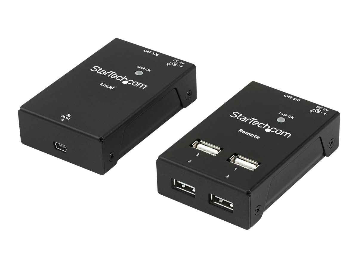 Startech 4-Port USB 2.0 Extender - 165ft (50m) USB Over Cat5/Cat6 Extender - Compact USB 2.0 Over Ethernet Extender (USB2004EXTV) - USB-forlængerkabel - USB 2.0 - over CAT 5/6 - 4 porte - op til 50 m - for P/N: SVA5N3NEUA