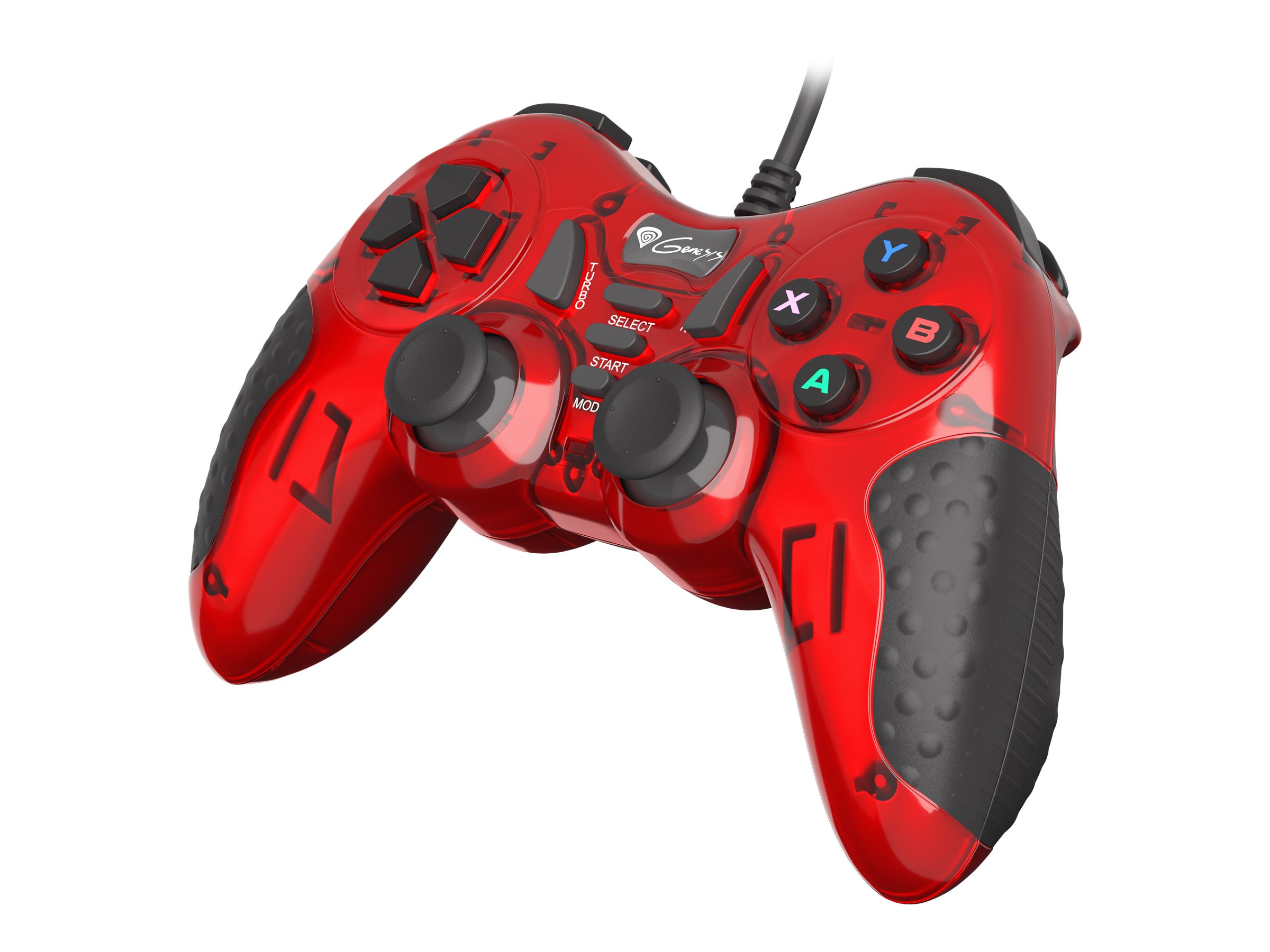 Natec Genesis Mangan 200 - Gamepad - 15 knapper - kablet - rød, sort - for PC