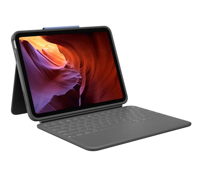 Logitech Rugged Folio - keyboard and folio case - QWERTY - UK - graphite - Tastatur & Folio sæt - Engelsk - UK - Grå