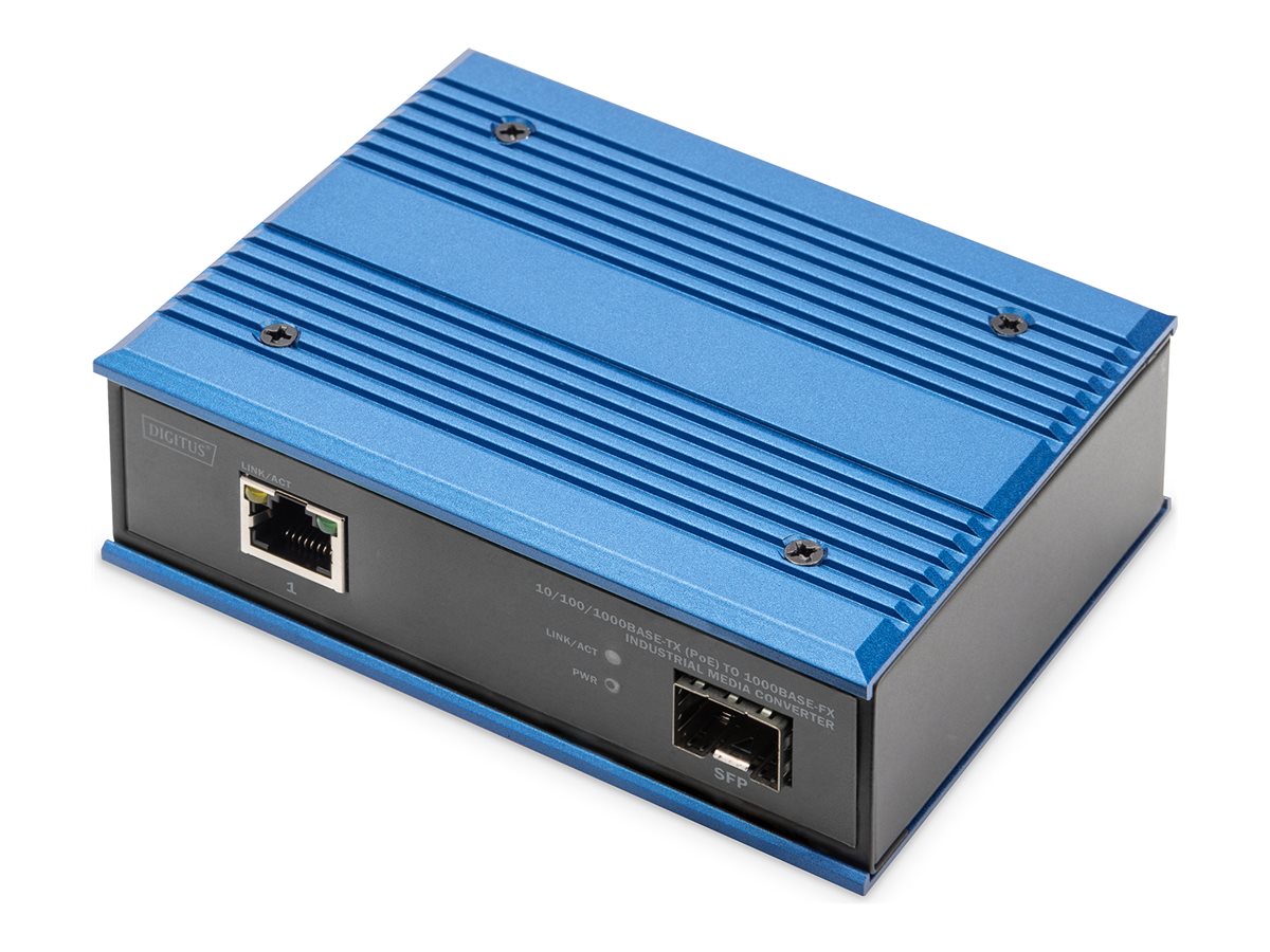 DIGITUS DN-652104-1 – Industriel mediekonverter med PoE 30 W, 1000Base‑FX