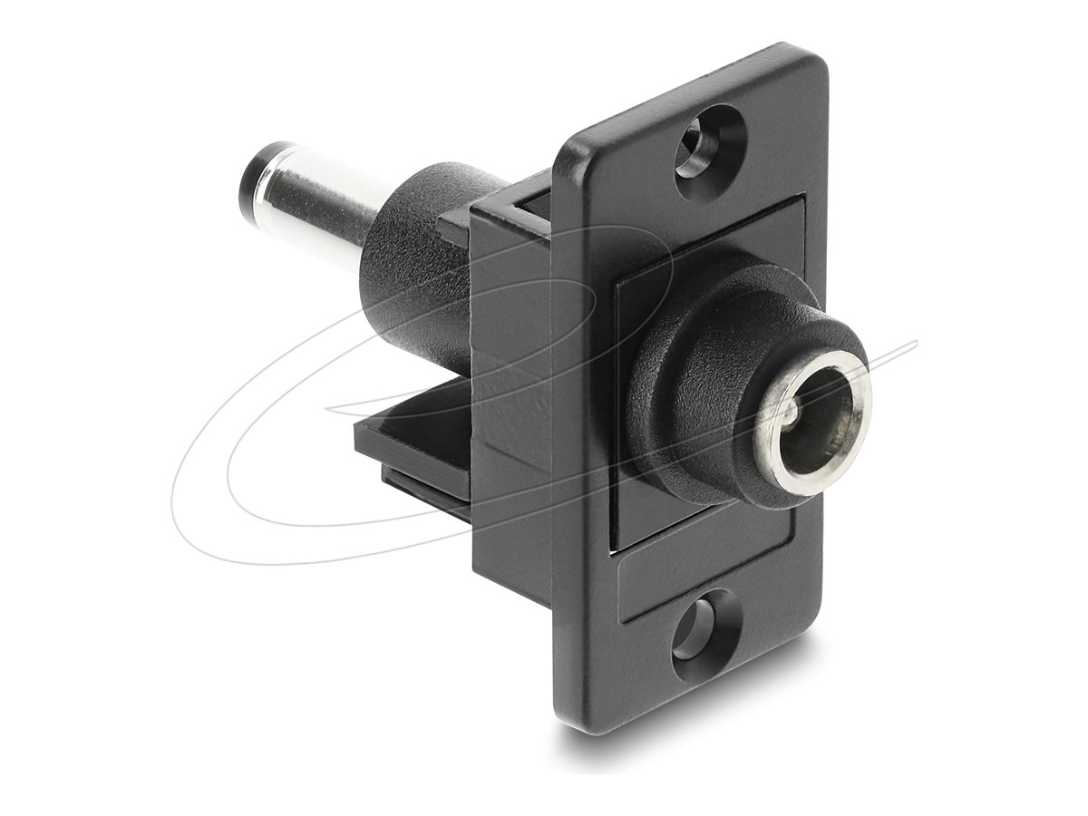 Delock Strøm DC jack 5,5 mm x 2,1 mm (female) - Strøm DC jack 5,5 mm x 2,1 mm (male) Sort Stikadapter