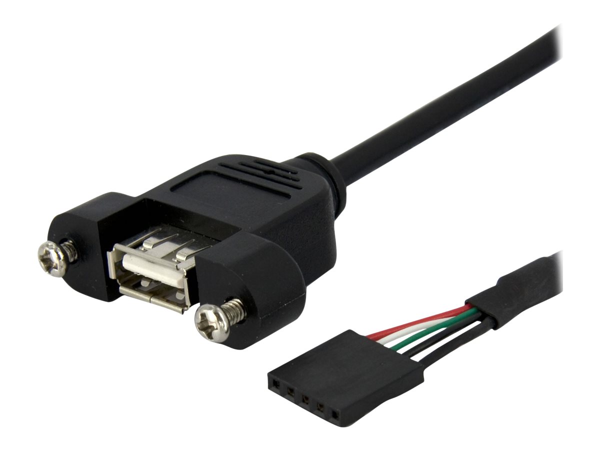 StarTech.com 3 ft Panel Mount USB A to Motherboard Header Cable F/F USB intern til ekstern kabel 90cm Sort