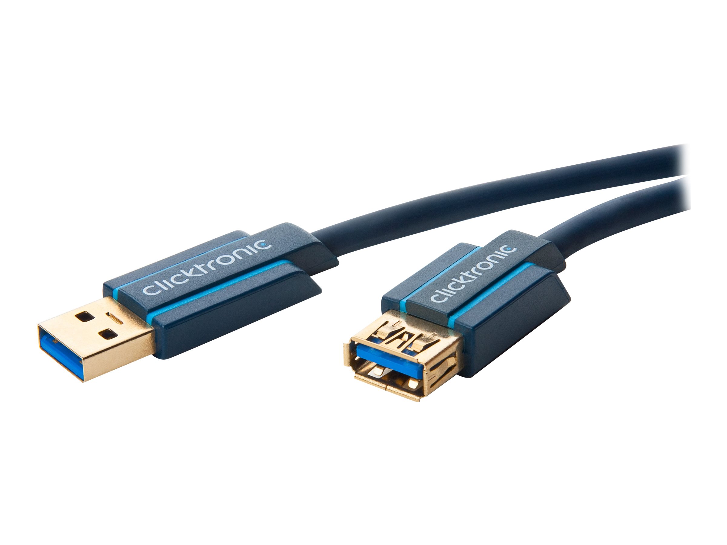ClickTronic Förlängningskabel USB-A Premiumkabel | USB A hane  USB A hona | 3,0 m | 5 Gbit/s
