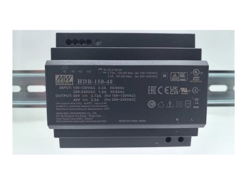 Hikvision - Strømforsyningsadapter (monterbar på DIN rail) - AC 100-240 V - 150 Watt