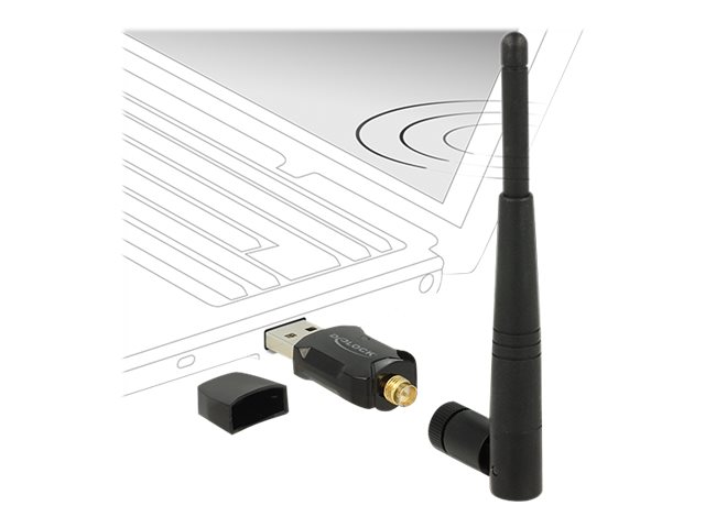 DeLOCK wireless USB network card, external antenna, 802.11ac, black