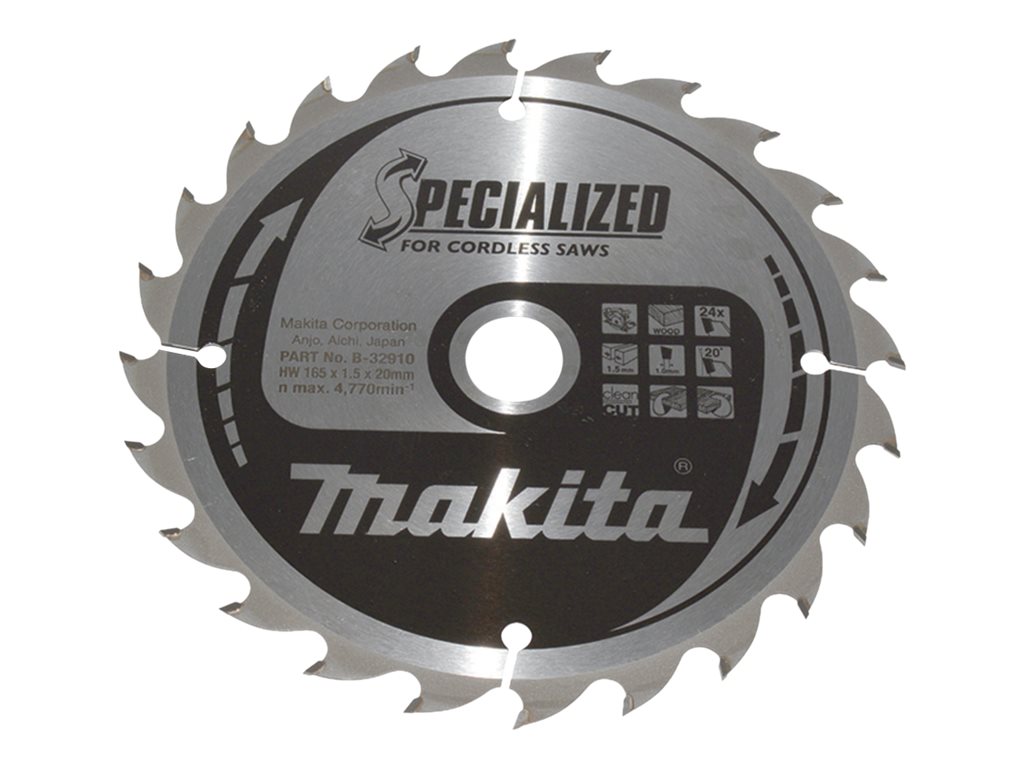 Makita Specialized - Rundsavsklinge - for træ - 165 mm - 24 tænder - for Makita DHS630Z