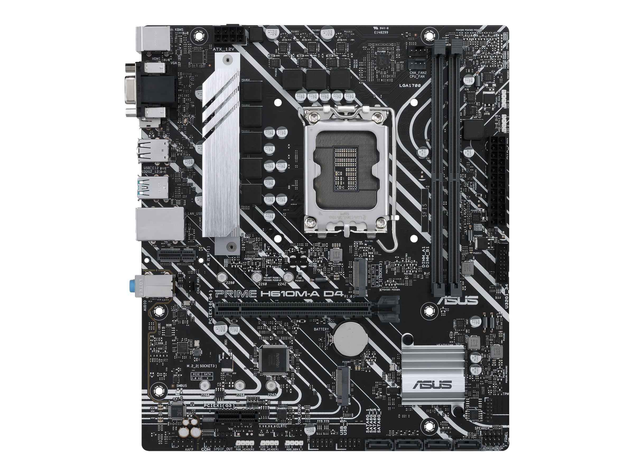 ASUS PRIME H610M-A D4-CSM - Bundkort - micro ATX - LGA1700 sokkel - H610 Chipset - USB 3.2 Gen 2, USB 3.2 Gen 1 - Gigabit LAN - onboard grafik (CPU påkrævet) - HD Audio (8-kanaler)