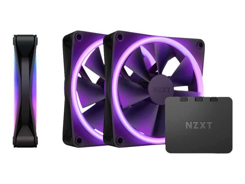 NZXT F120 RGB DUO 3-pack & RGB Controller - Black - Kabinet køler - 120mm - Sort med RGB LED lys - 29 dBA