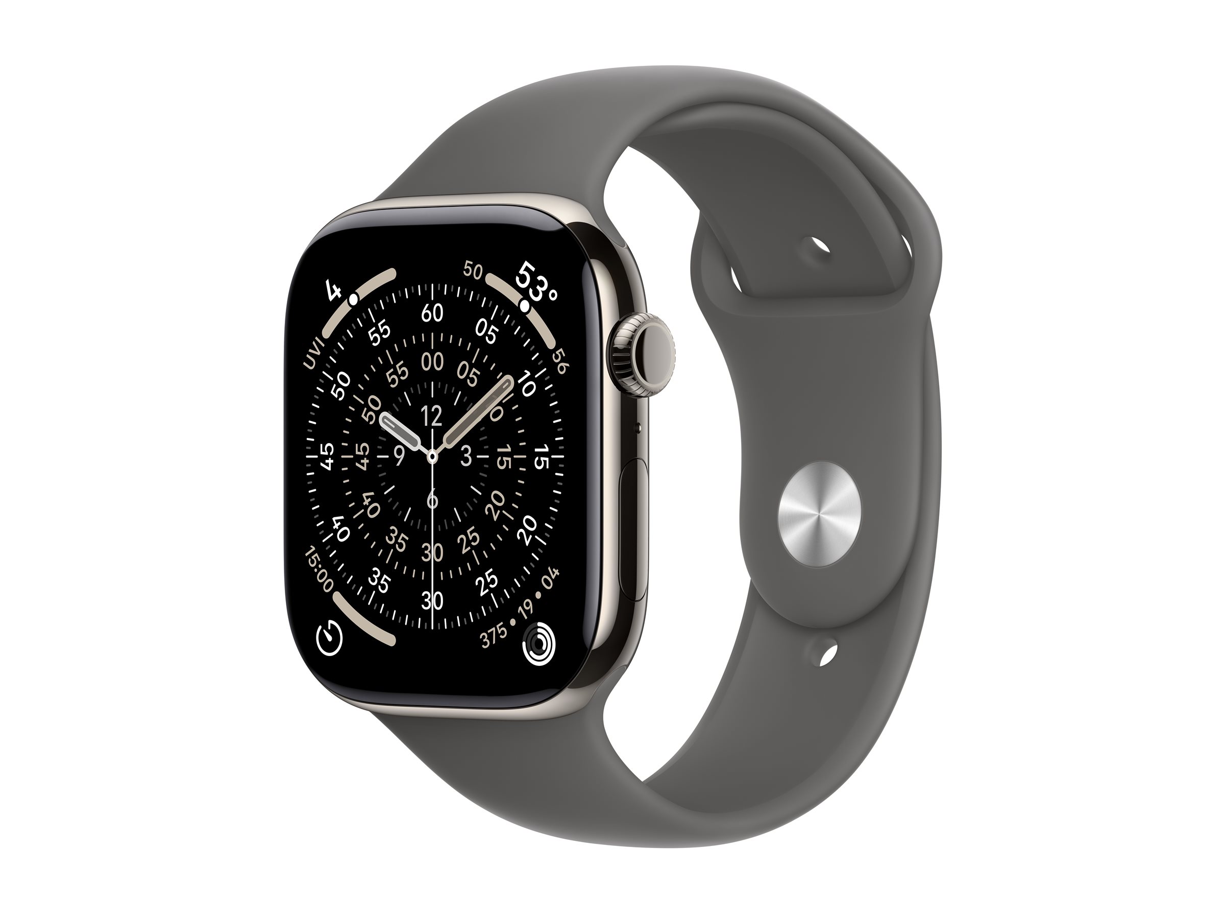 Apple Watch Series 11 GPS + Cellular 46mm Natural Titanium Case with Stone Grey Sport Band - S/M