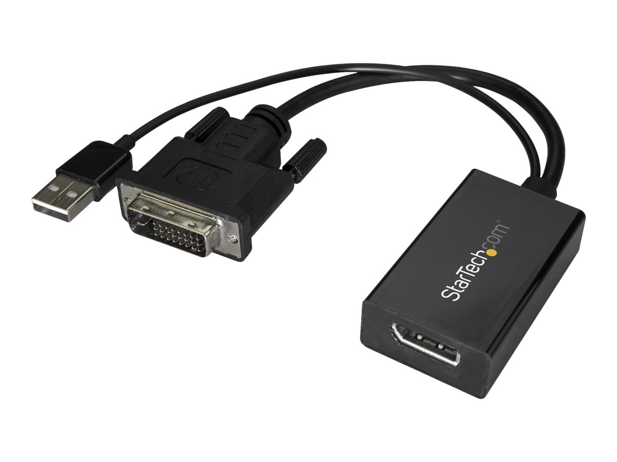 StarTech.com DVI to DisplayPort Adapter - USB Power - 1920 x 1200 - DVI to DisplayPort Converter - Video Adapter - DVI-D to DP (DVI2DP2) Videoadapter billede