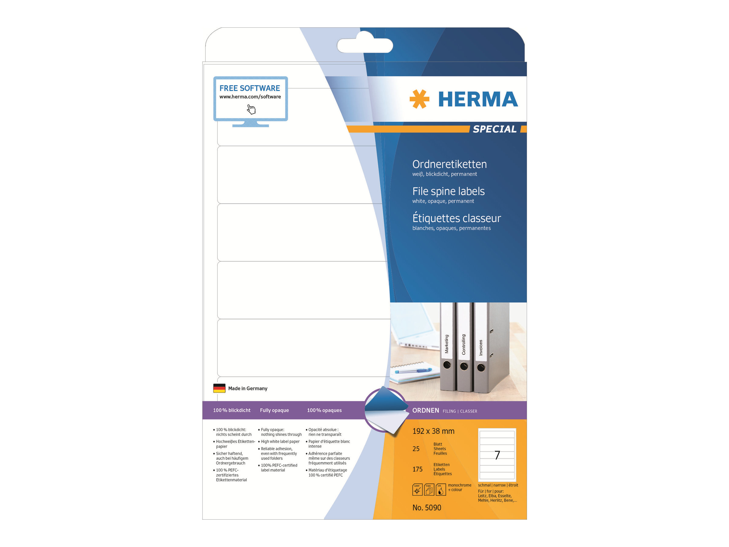 HERMA Special Uigennemsigtige mappemærkater 192 x 38 mm 175etikette(r)